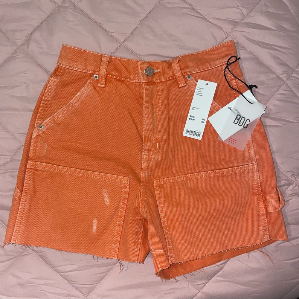 BDG urban outfitters orange carpenter shorts NWT new with tags